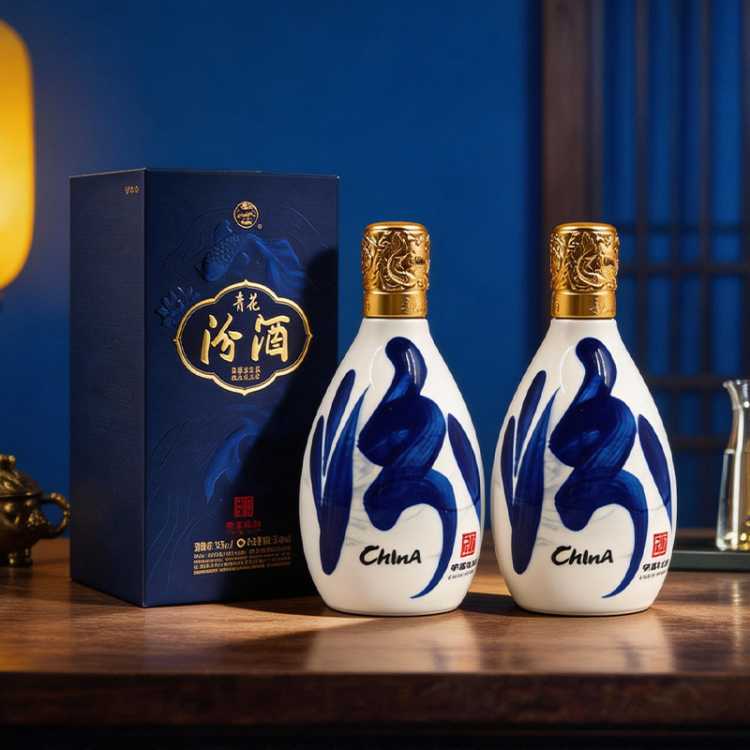 汾酒 中国礼物青花汾酒55度清香型500ml*2盒中秋送礼1只礼袋