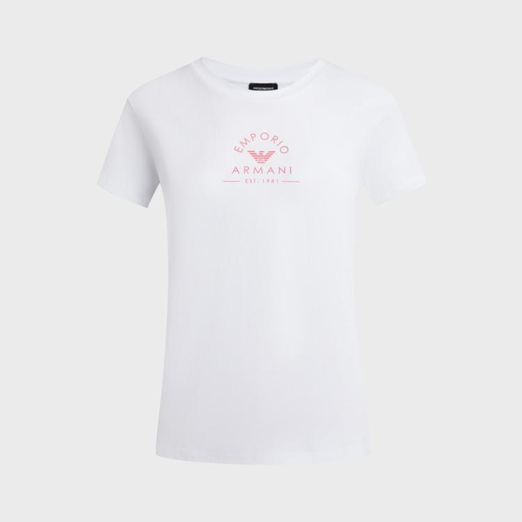 Emporio Armani 2024年春夏新品 阿玛尼女式时尚logo日常通勤休闲t恤 In White