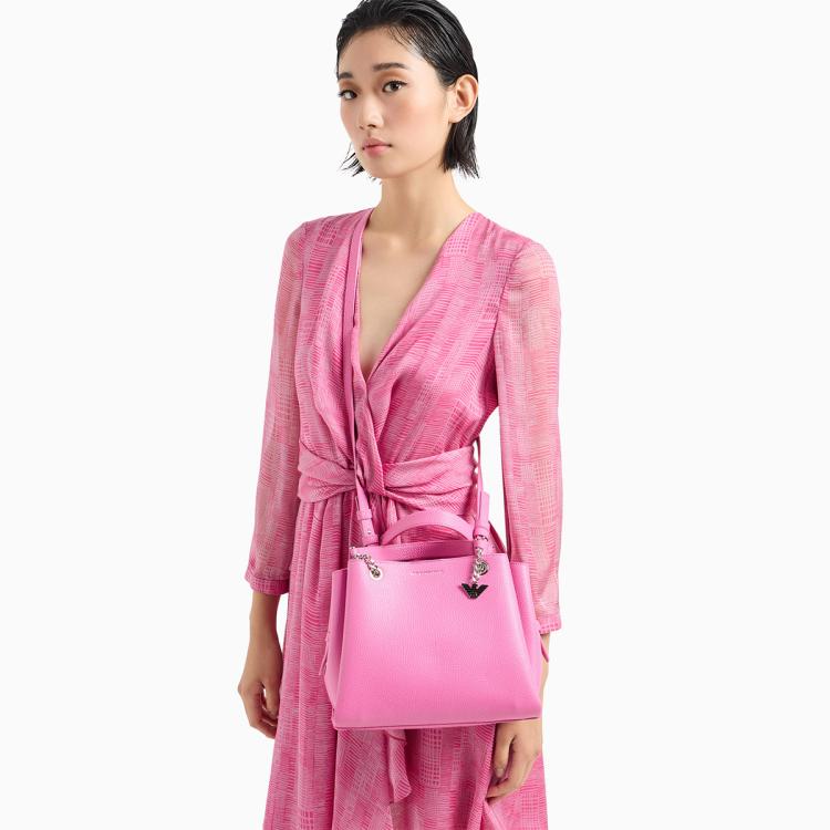 Emporio Armani 2024年春夏新品 阿玛尼女式时尚潮流日常休闲通勤百搭手提包 In Pink