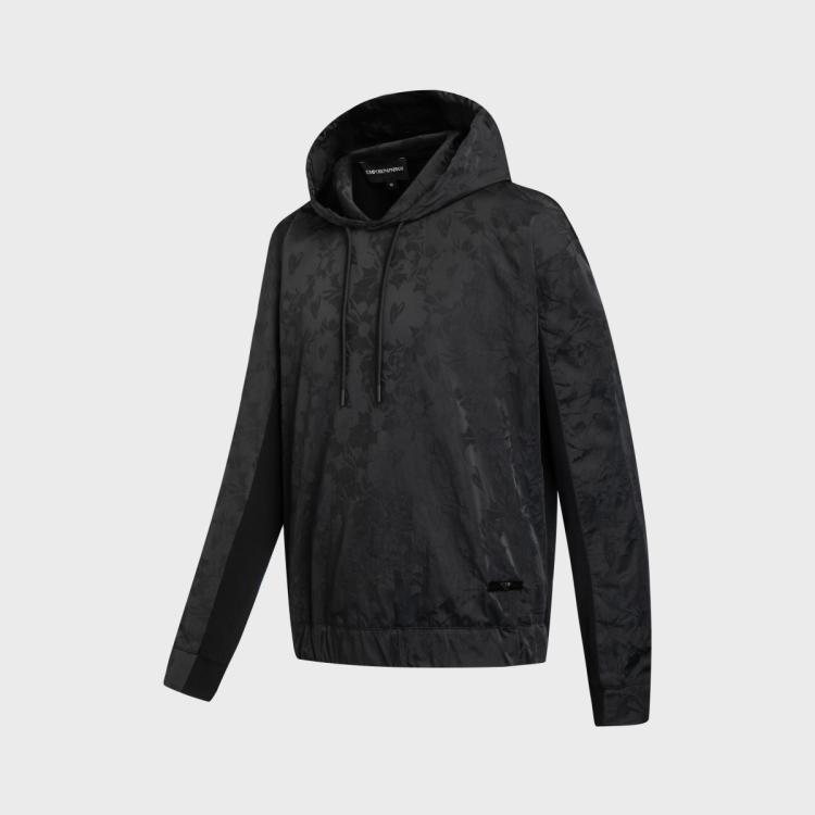 EMPORIO ARMANI EMPORIO ARMANI 2024年春夏款 阿玛尼男式时尚满花休闲连帽长袖卫衣