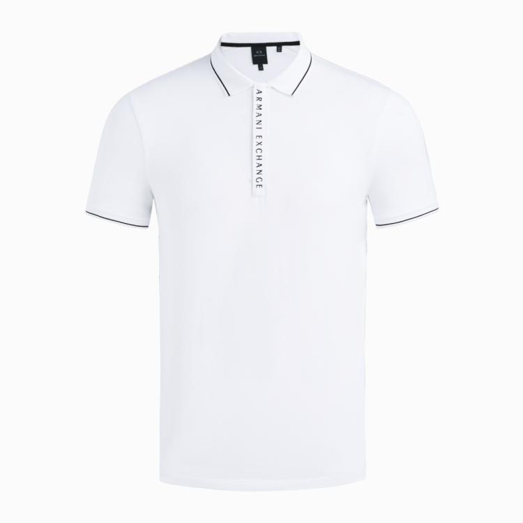 Armani Exchange Logo-print Cotton Polo Shirt In White