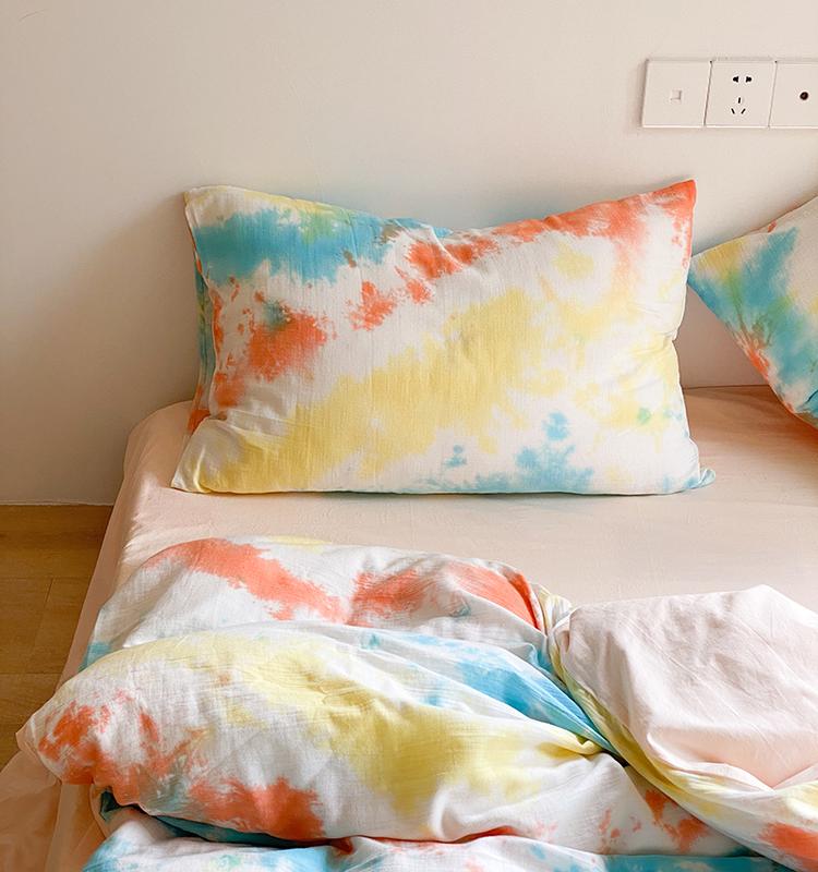 全棉色织扎染床单被套被罩床上用品家用套件学生宿舍纯棉四件套