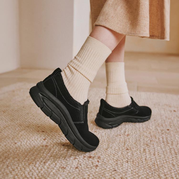 斯凯奇 【加绒保暖】女鞋通勤鞋舒适棉鞋一脚蹬健步鞋休闲鞋冬季