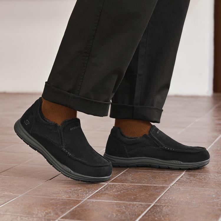 斯凯奇 【御寒保暖】男鞋户外加绒保暖一脚蹬男士休闲鞋轻便爸爸鞋冬季