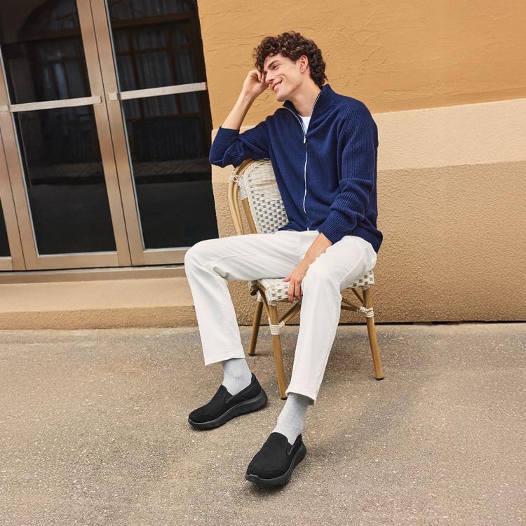 斯凯奇 【GO WALK缓震】男鞋健步鞋休闲运动鞋一脚蹬加绒保暖冬季