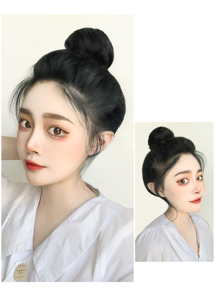 真发丸子头假发圈盘发丸子头古风假发包发饰神器蓬松假发卷发圈
