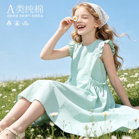 迪士尼 【100棉】女童连衣裙儿童裙子纯棉夏季薄款大童女孩公主裙 图片 2