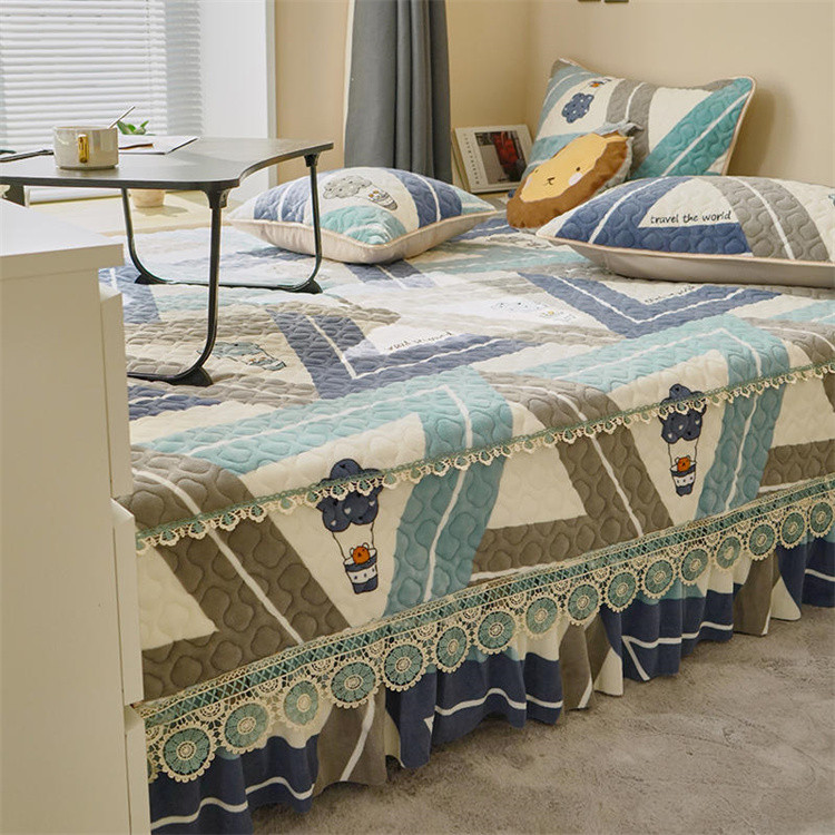 新款榻榻米床盖床裙式床罩硅胶防滑可机洗炕套农村大炕罩炕盖