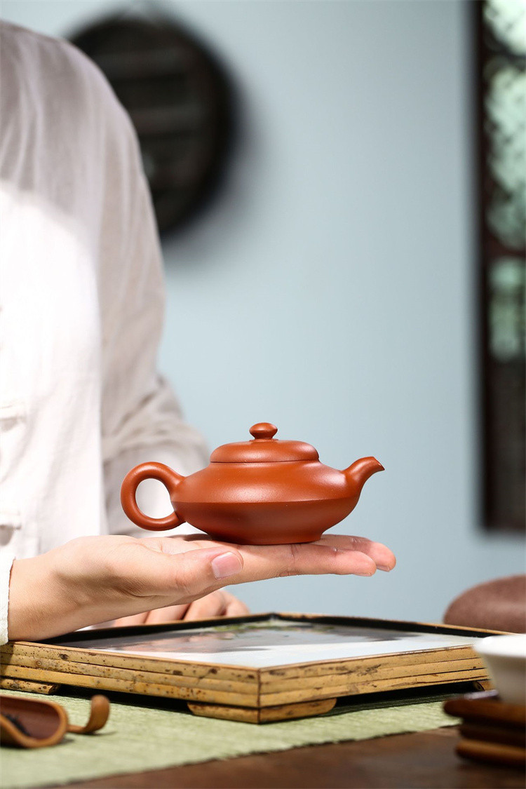 正宗宜兴小品朱泥紫砂壶合欢壶名家手工功夫茶具茶壶办公家用礼盒