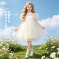 迪士尼 女童夏季中国风汉服裙中大童透气碎花连衣裙儿童泡泡袖收腰礼服裙 图片 5