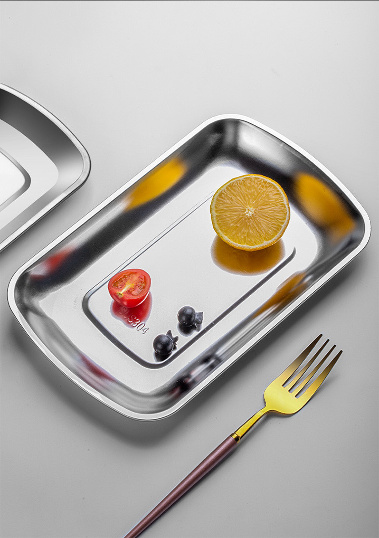 烧烤盘子304不锈钢餐盘小托盘家用碟子烤盘寿司备菜盘