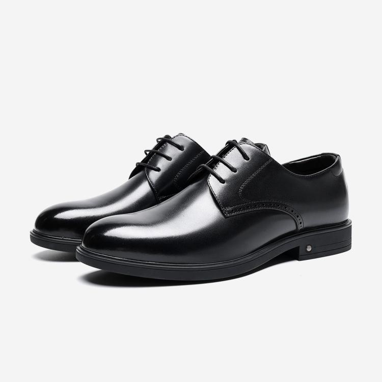 千百度 【头层牛皮】真皮男士透气冲孔皮鞋商务正装婚鞋职场皮鞋男德比鞋