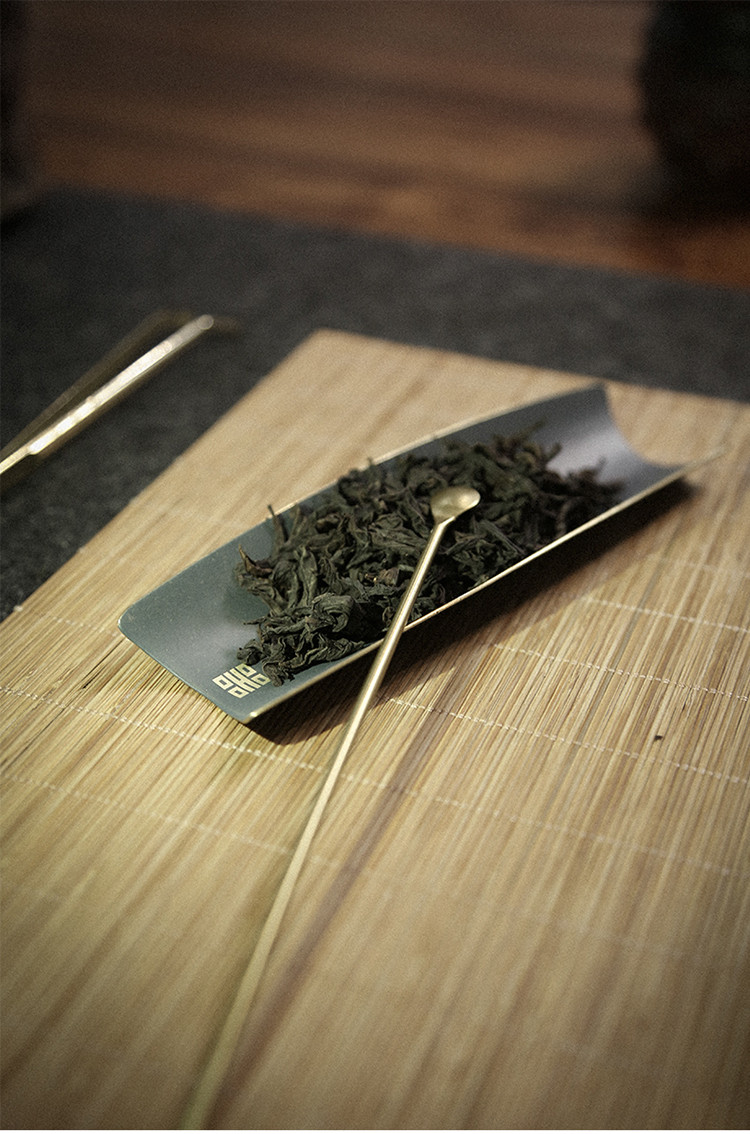 禅意茶叶勺纯铜大漆茶则茶匙茶夹三件套单个日式功夫茶具配件茶道
