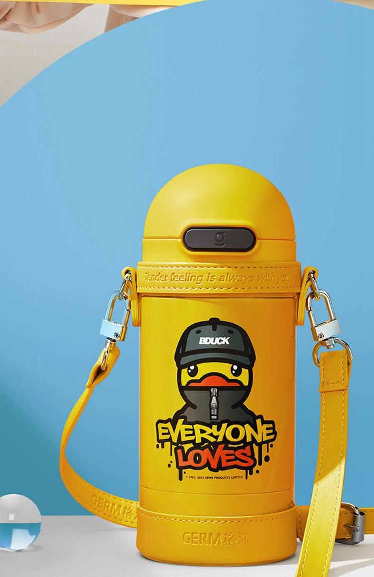 germ保温杯儿童吸管两用316不锈钢水壶幼儿园斜跨水杯