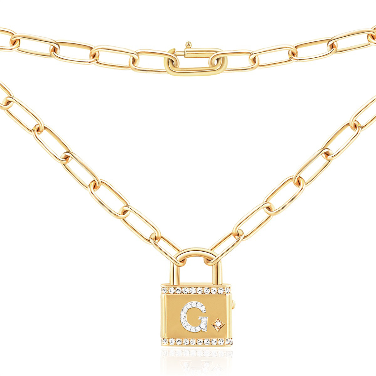 apm monaco 金色字母锁情侣项链ac6906oxy