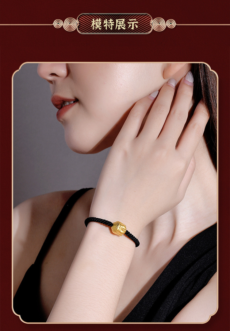 佛头金手串 精致黄金手串足金手串情侣款时尚硬金手串