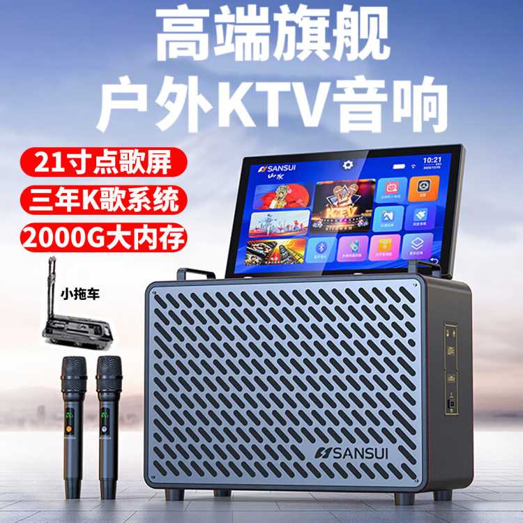 山水 C20家庭k歌户外广场舞大功率点歌k歌内置声卡功放视频一体机