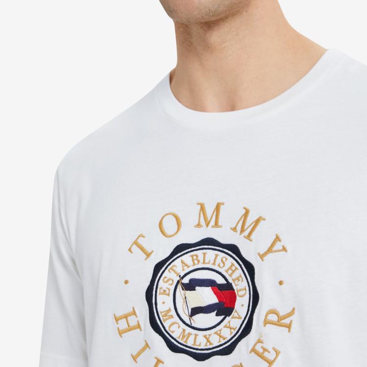 Tommy Hilfiger 男纯棉时尚简约徽章刺绣LOGO透气短袖T恤78J4935