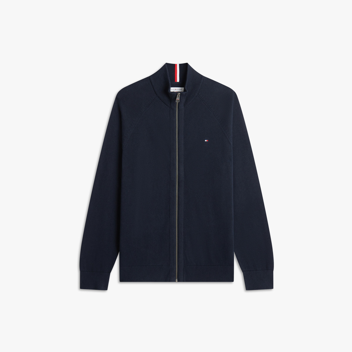 TOMMY HILFIGER 【柔软纯棉】Tommy Hilfiger秋冬男商务通勤纯色立领开衫针织外套