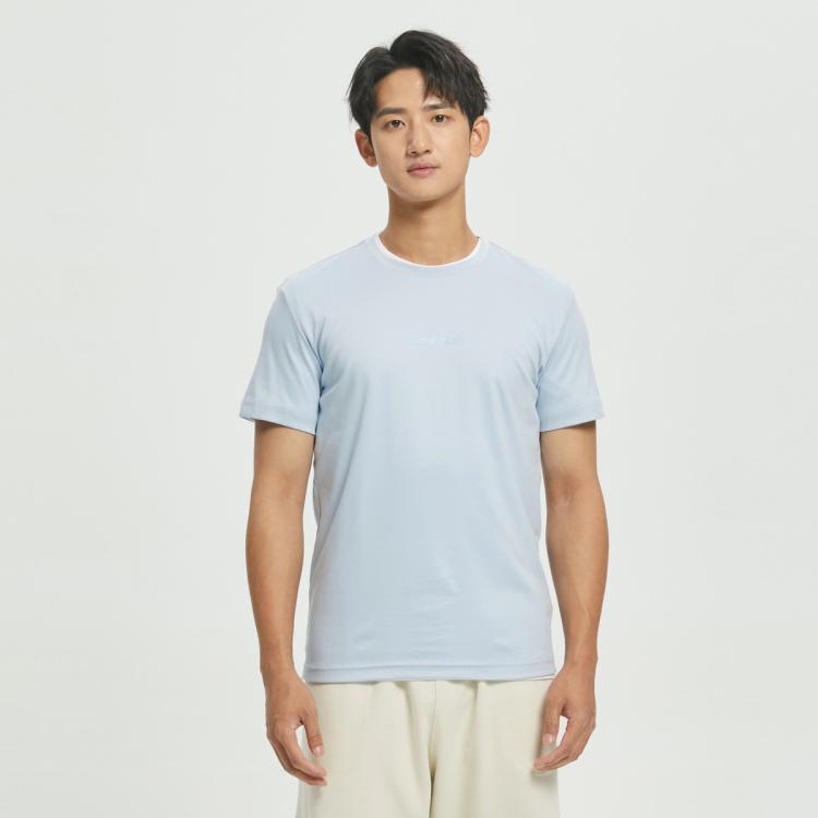 Calvin Klein Ck Jeans夏季男士时尚圆领透气纯棉简约胶质logo短袖t恤j320573 In Blue