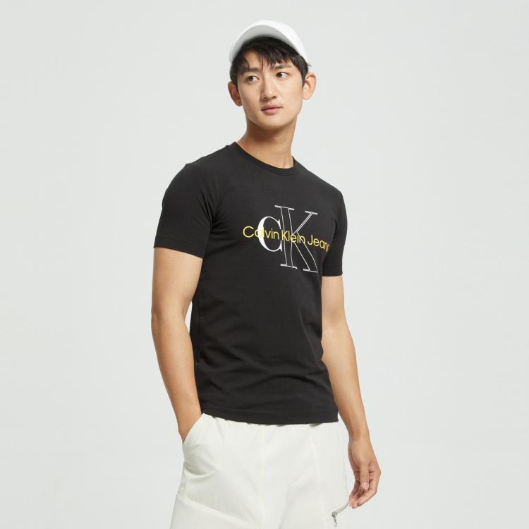 Calvin Klein Ck Jeans夏季男女情侣中性潮流圆领叠印修身透气短袖t恤j320568 In Black