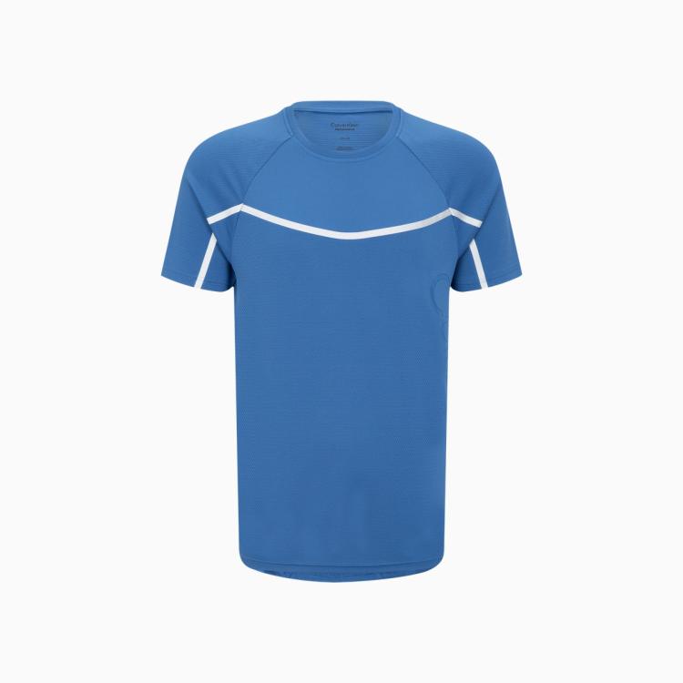 CK运动夏季男士圆领插肩袖反光条字母跑步健身短袖T恤4MS2K106