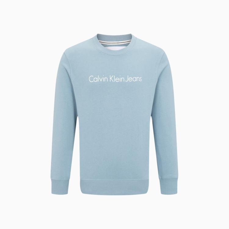Calvin Klein Ck Jeans春秋男士时尚简约撞色印花舒适圆领针织卫衣j319914 In Blue