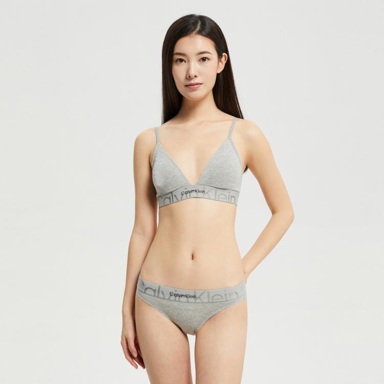 Calvin Klein 【双重引力带】ck内衣女士字母提花棉质性感比基尼内裤qf6993ad In Gray