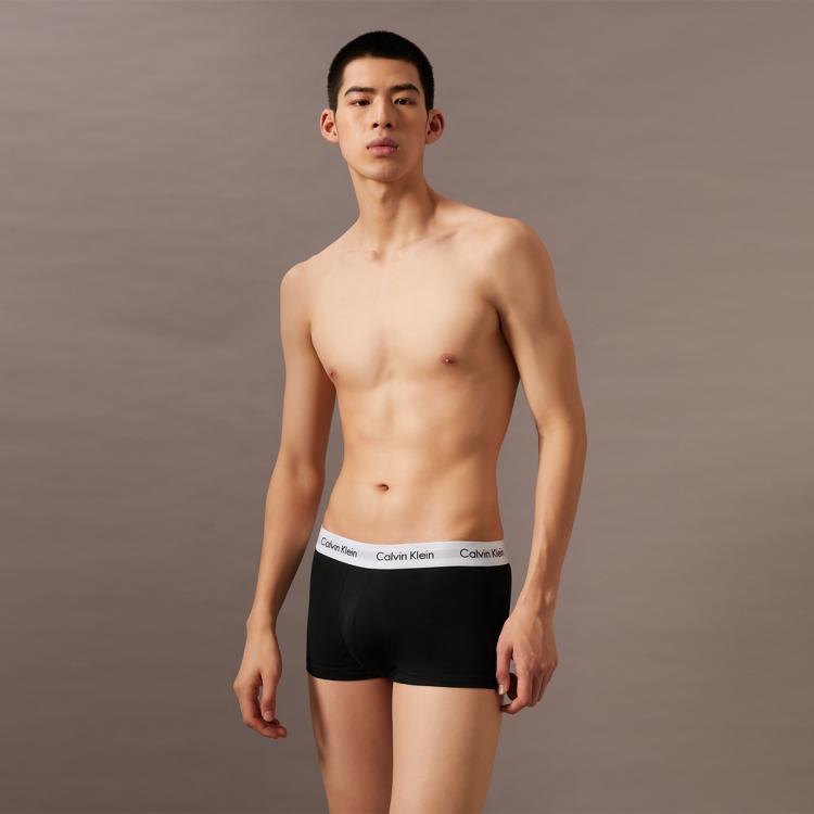 Calvin Klein CK内衣男士三条装低腰棉质透气防夹臀四角平角内裤