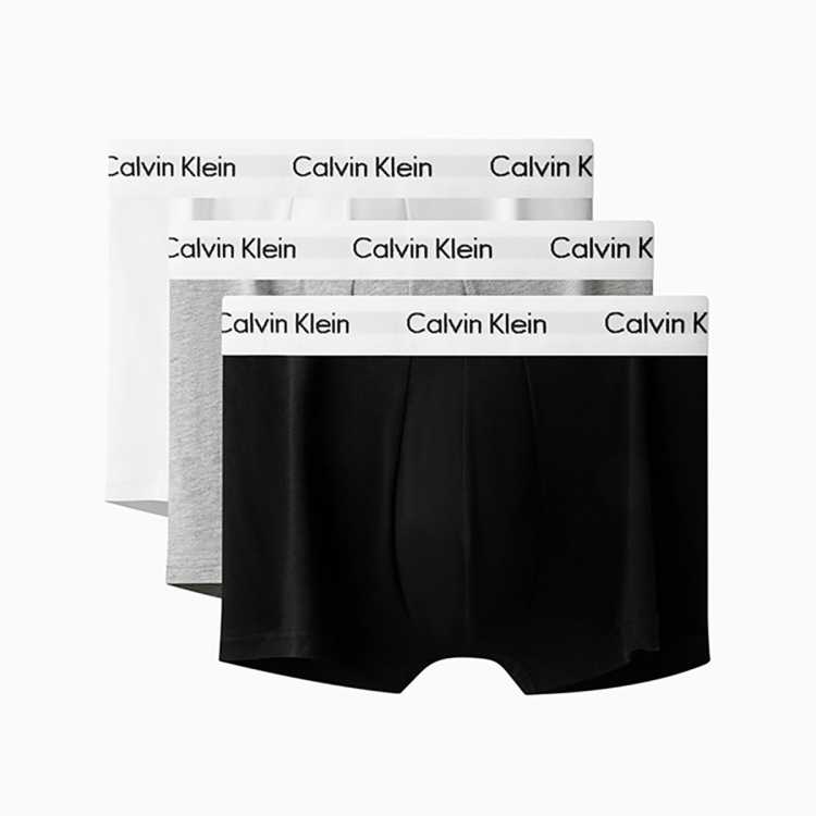 Calvin Klein CK内衣男士三条装低腰棉质透气防夹臀四角平角内裤