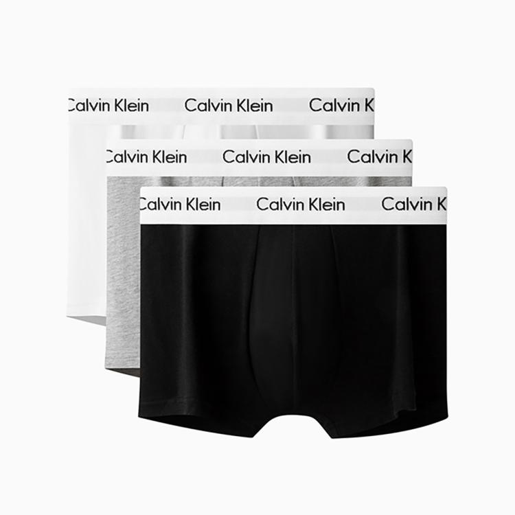 Calvin Klein CK内衣男士三条装低腰棉质透气防夹臀四角平角内裤