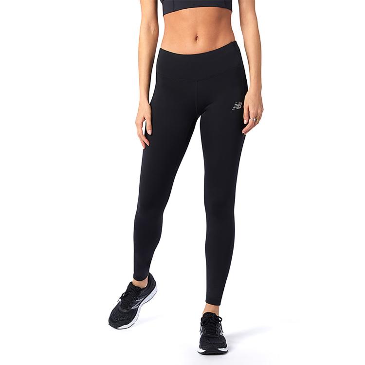 New Balance Nb奥莱正品女款logo运动瑜伽健身训练跑步舒适薄款紧身长裤 In Black