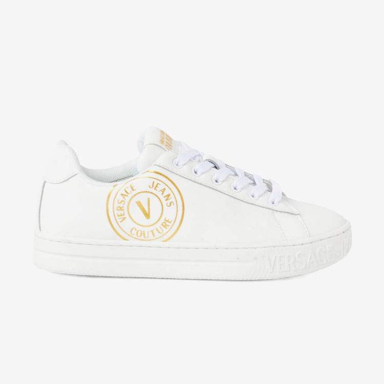Versace Jeans Couture 范思哲2023年新款品牌logo标志印花女式运动休闲板鞋 In White