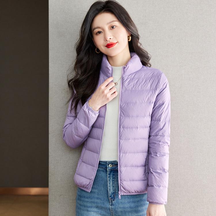 雪中飞 【90%鸭绒&立领羽绒外套】春季秋羽绒保暖轻薄女式羽绒服