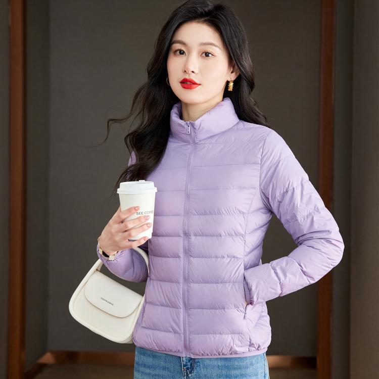 雪中飞 【90%鸭绒&立领羽绒外套】春季秋羽绒保暖轻薄女式羽绒服