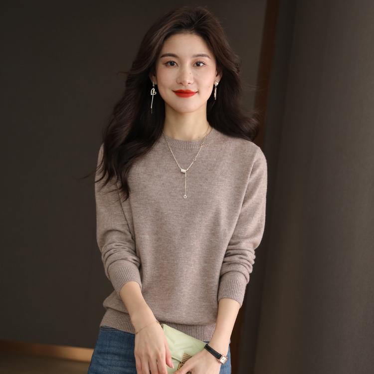 雪中飞 【100%绵羊毛】26春季纯色百搭宽松显瘦内搭外穿女式羊毛衫