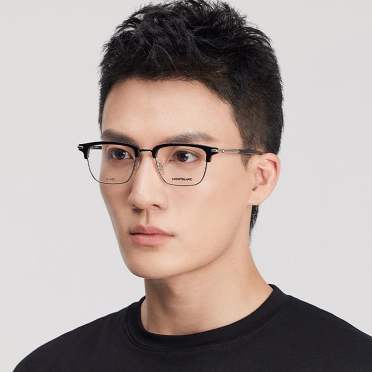 MONTBLANC 眼镜架男女光学金属眉线近视眼镜框MB0243O