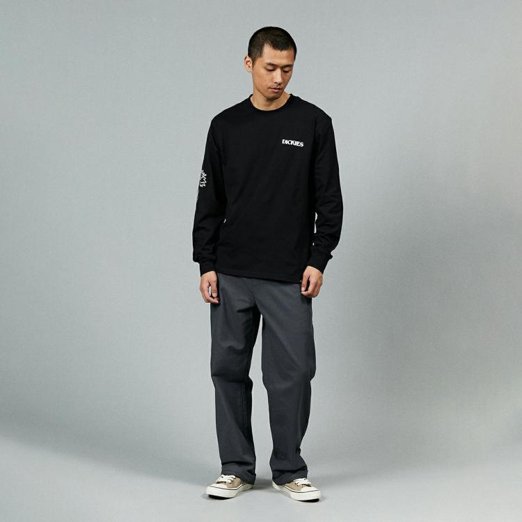 Dickies 春夏 沙漠之花字母印花休闲宽松圆领长袖t恤 In Gray