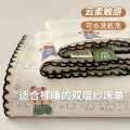 诺米美物 亲肤花边双层纱床单简约印花被单学生宿舍床上用品四季家用床单