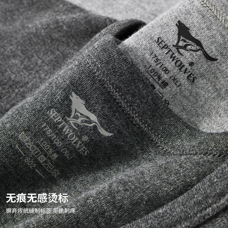 七匹狼 【100%新疆纯棉】抑菌舒适男士保暖打底衫秋衣男士保暖上衣