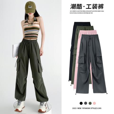 诺米美物 降落伞工装裤女春季薄款2025新款港风个性百搭潮流高腰休闲裤 图片 1