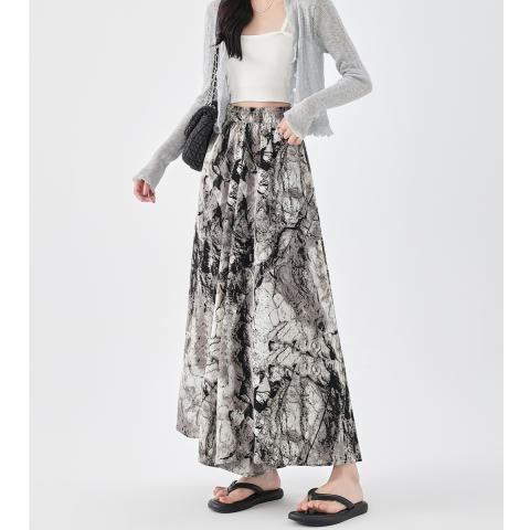 诺米美物 2025年夏季薄款裤裙透气时尚扎染元素百搭显瘦休闲裤阔腿裤女 图片 3