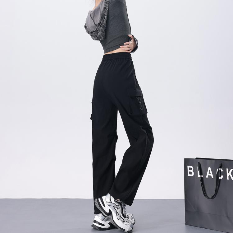 町缇 【两种厚度】美式窄版工装裤秋冬加绒抽绳两穿束脚登山运动裤子女