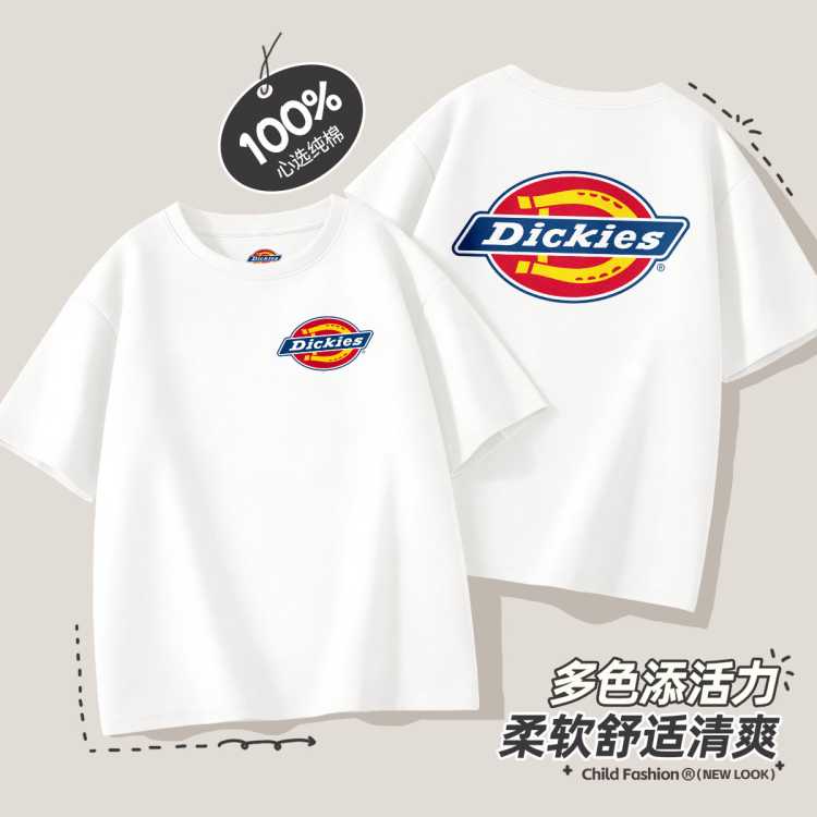 Dickies 童装短袖T恤2026年新款简约百搭基础休闲上衣男女孩舒适衣服