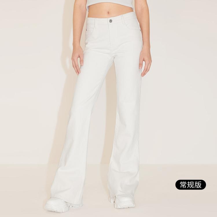 MISS SIXTY Miss Sixty 含桑蚕丝 2024春款牛仔裤女常规长度低腰复古微喇白色辣妹风