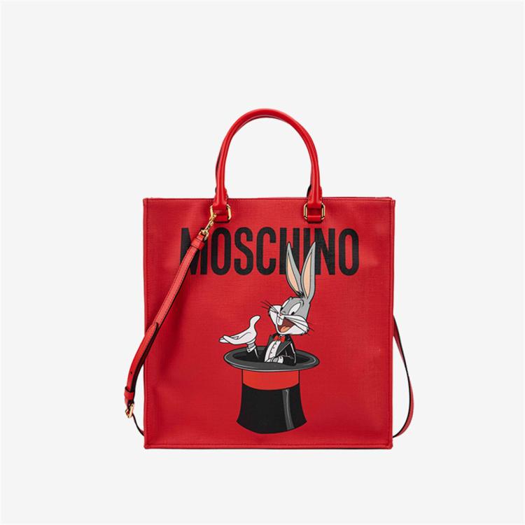 Moschino 兔八哥联名女士购物袋 In Red