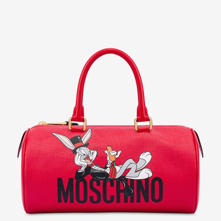 Moschino 兔八哥新年联名女士波士顿包 In Pink