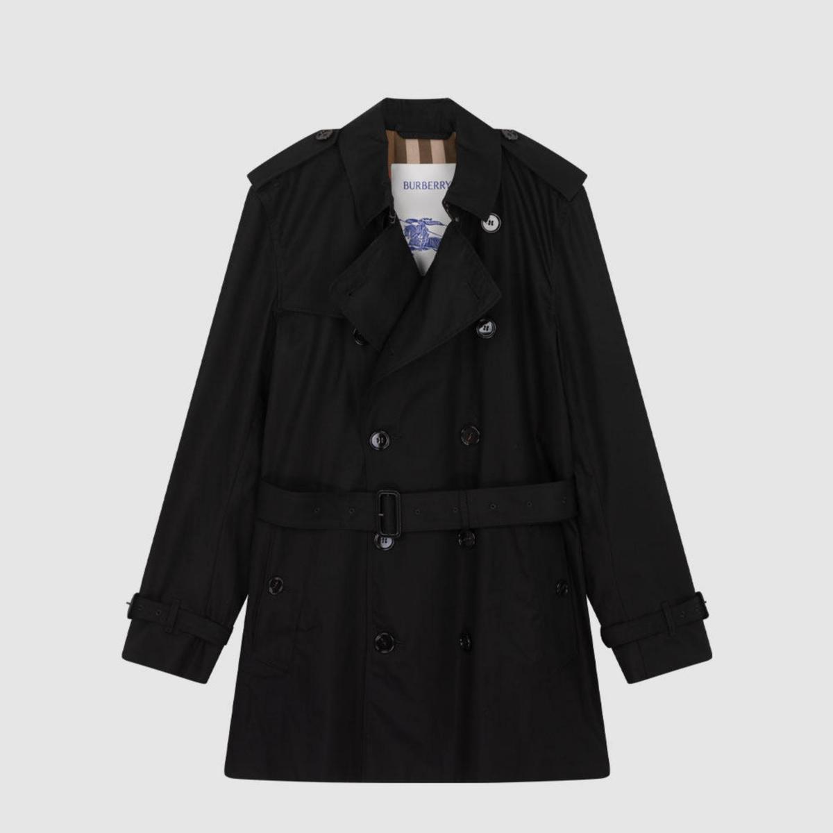 BURBERRY 现货BURBERRY博柏利中长款翻领双排扣腰带男休闲风衣外套