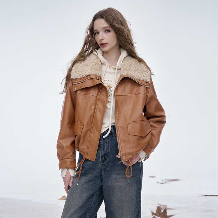 �����Ŀڴ� 2025�ﶬ�¿����PUƤ�п� ë�޴��� ��ɫƤ������ Ů�� 349Ԫ