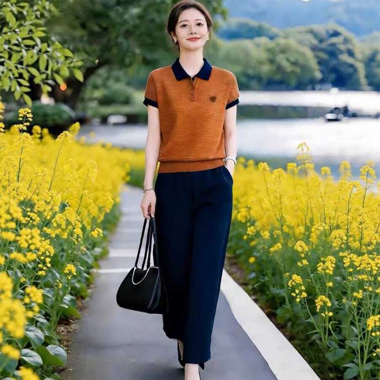 LIREN VILLAGE 2026夏针织短袖女显瘦百搭气质休闲通勤T恤上衣出行必备新款